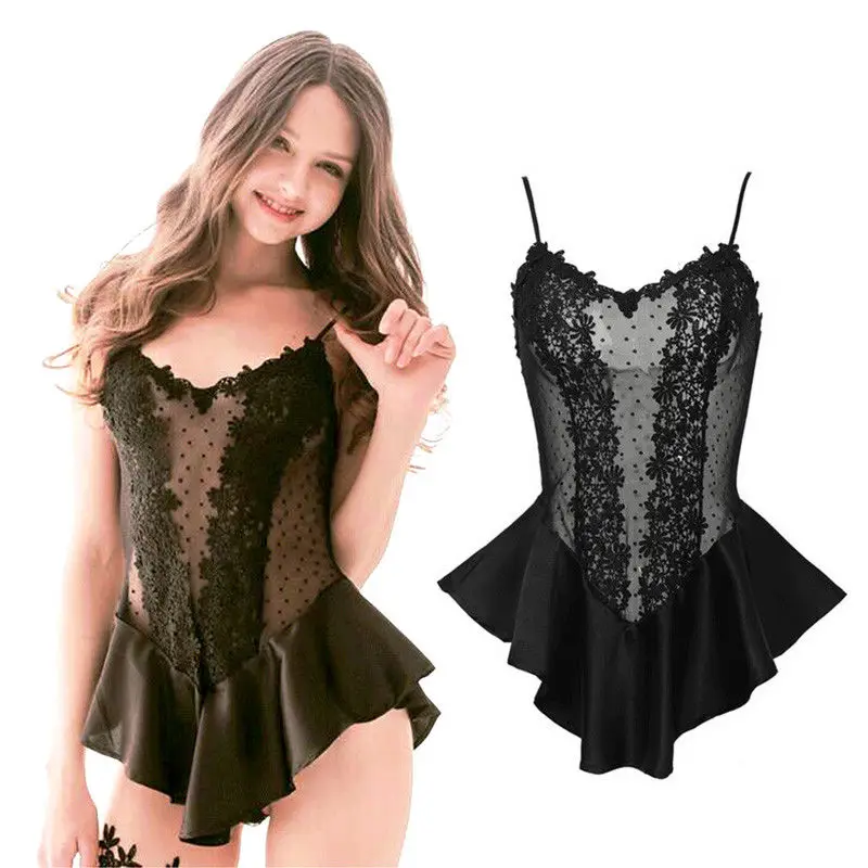 XXXL женское кружевное Сексуальное белье ночная рубашка атласное короткое