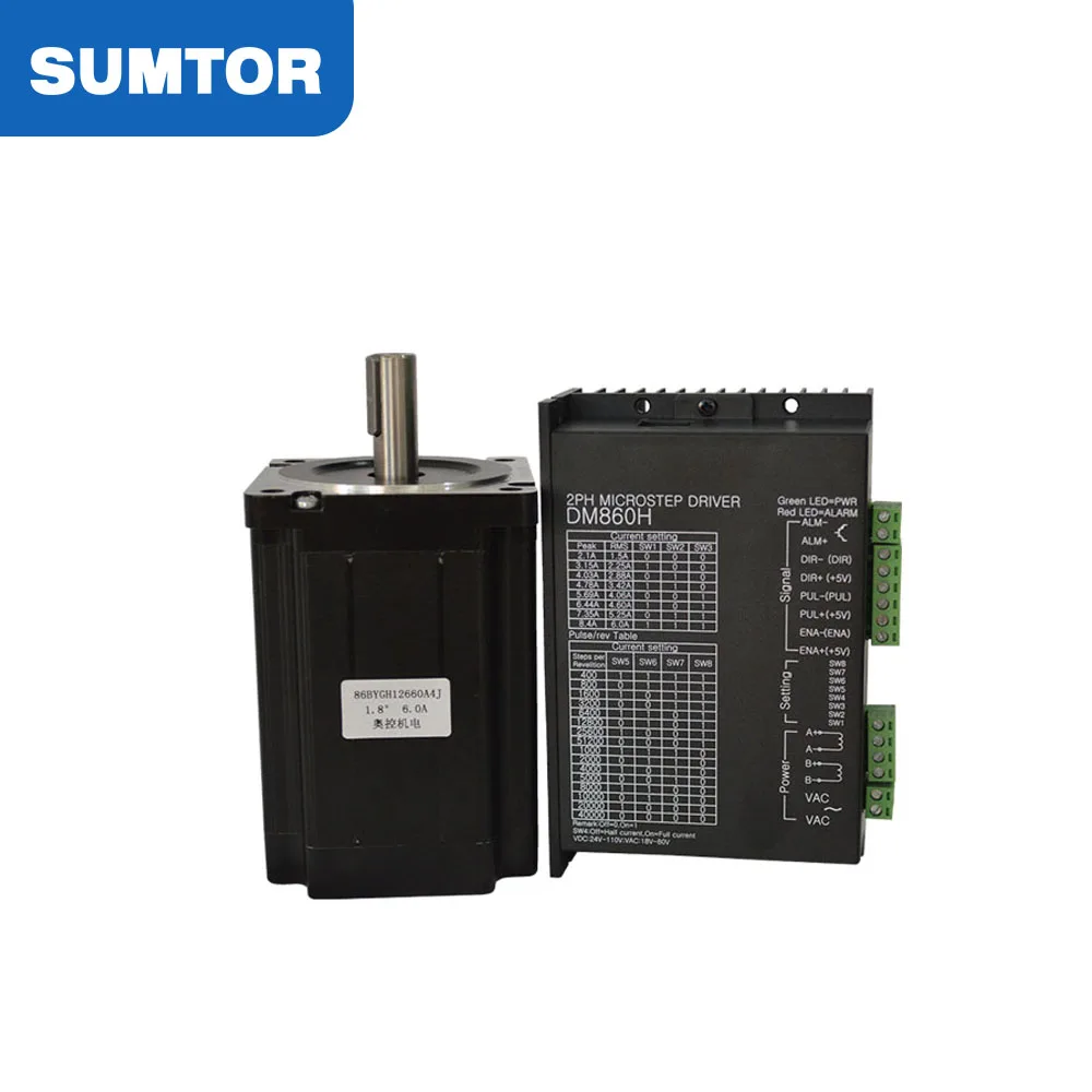 

nema34 9.5N.m holding torque 126mm motor body length and DM860H driver 256 subdivision