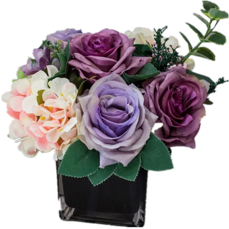 Originality Hydrangea Artificial Flowers Glass Vase Goods Of Furniture For Display Rather Than Use Simulation Flower Suit | Дом и сад