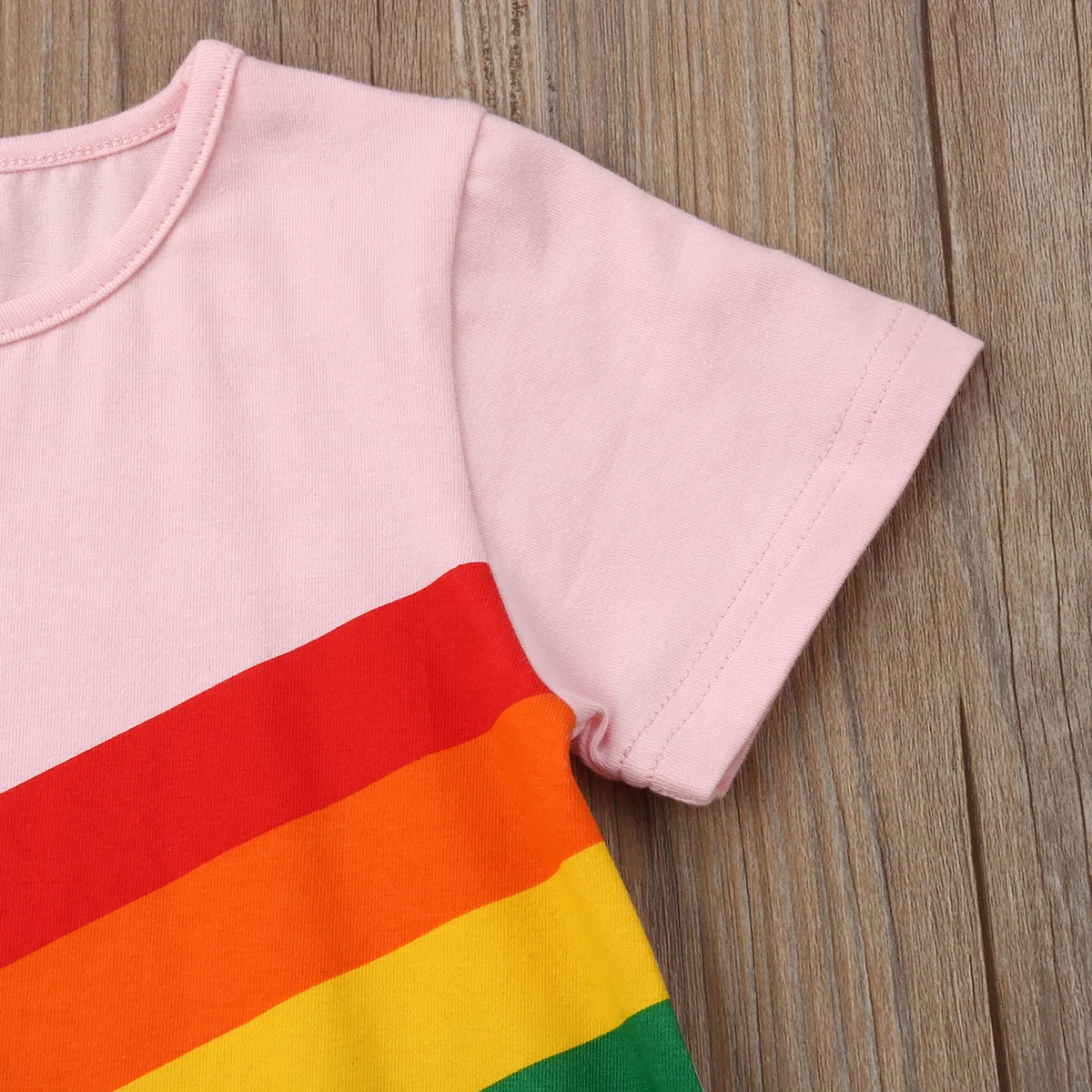 2019 Brand New Toddler Baby Girls Dress Colorful Rainbow Print Long Sleeve Pink Cotton A-Line Causal Summer Clothes 1-6Y | Детская