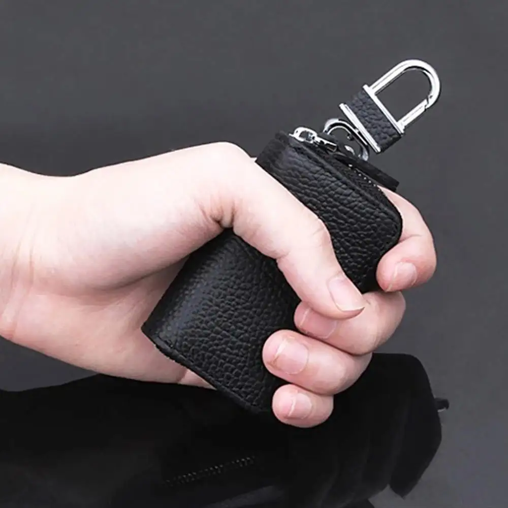 

Black PU Leather Universal Key Fob Holder Bag Cover Key Case For Car Auto SUV Remote Practical Key Cover