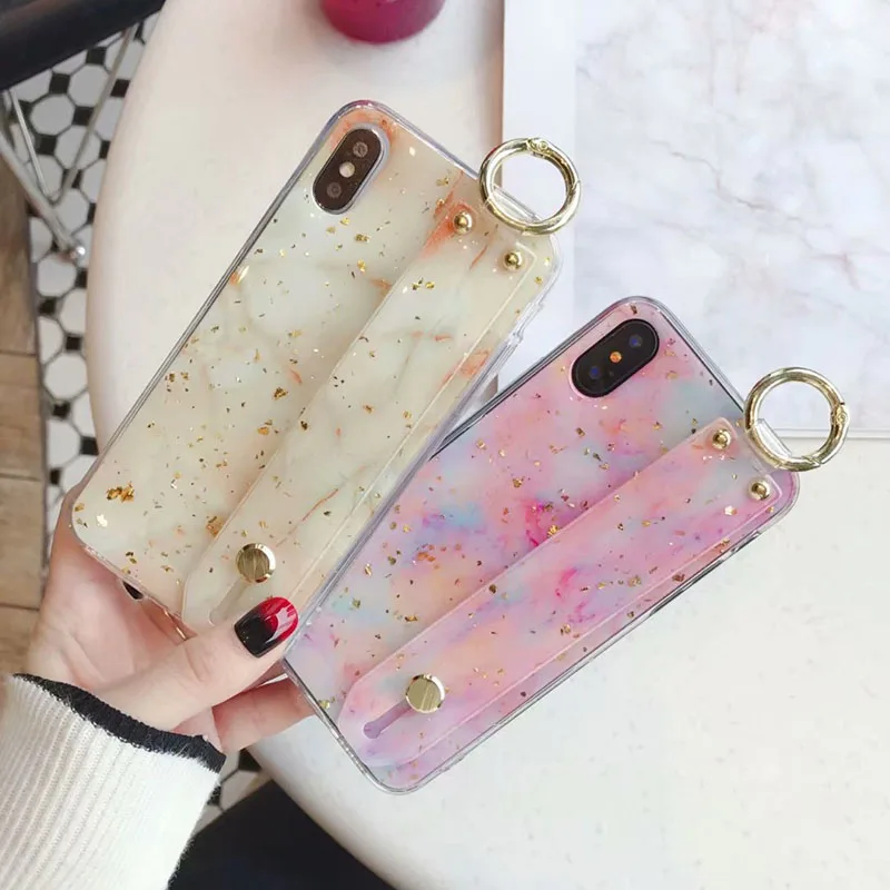 Мраморная Золотая фольга ремешок мягкий ТПУ чехол для Iphone XS Max с