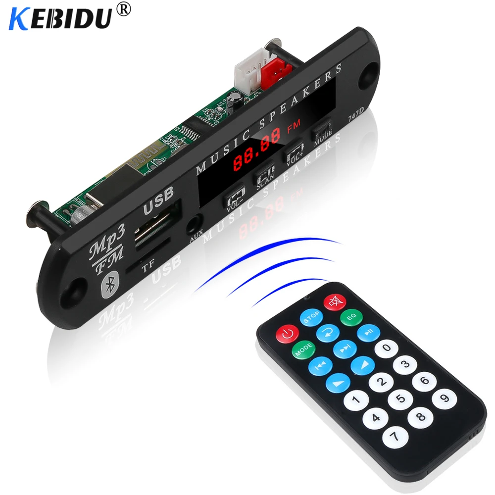 KEBIDU Автомобильный Bluetooth Mp3 плеер Handsfree FM радио декодер плата беспроводной TF USB