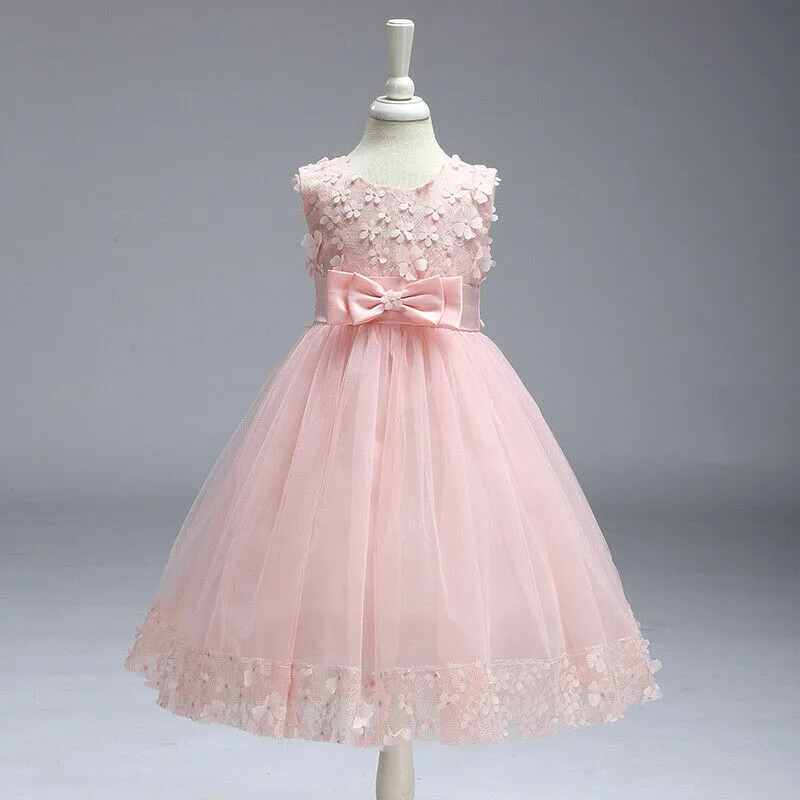 PUDCOCO Newest Fancy Kids Baby Girl Sleeveless Lace Flower Dress Bow Tutu Party Pageant Gown Cute Wedding Bridesmaid 2-8T | Детская