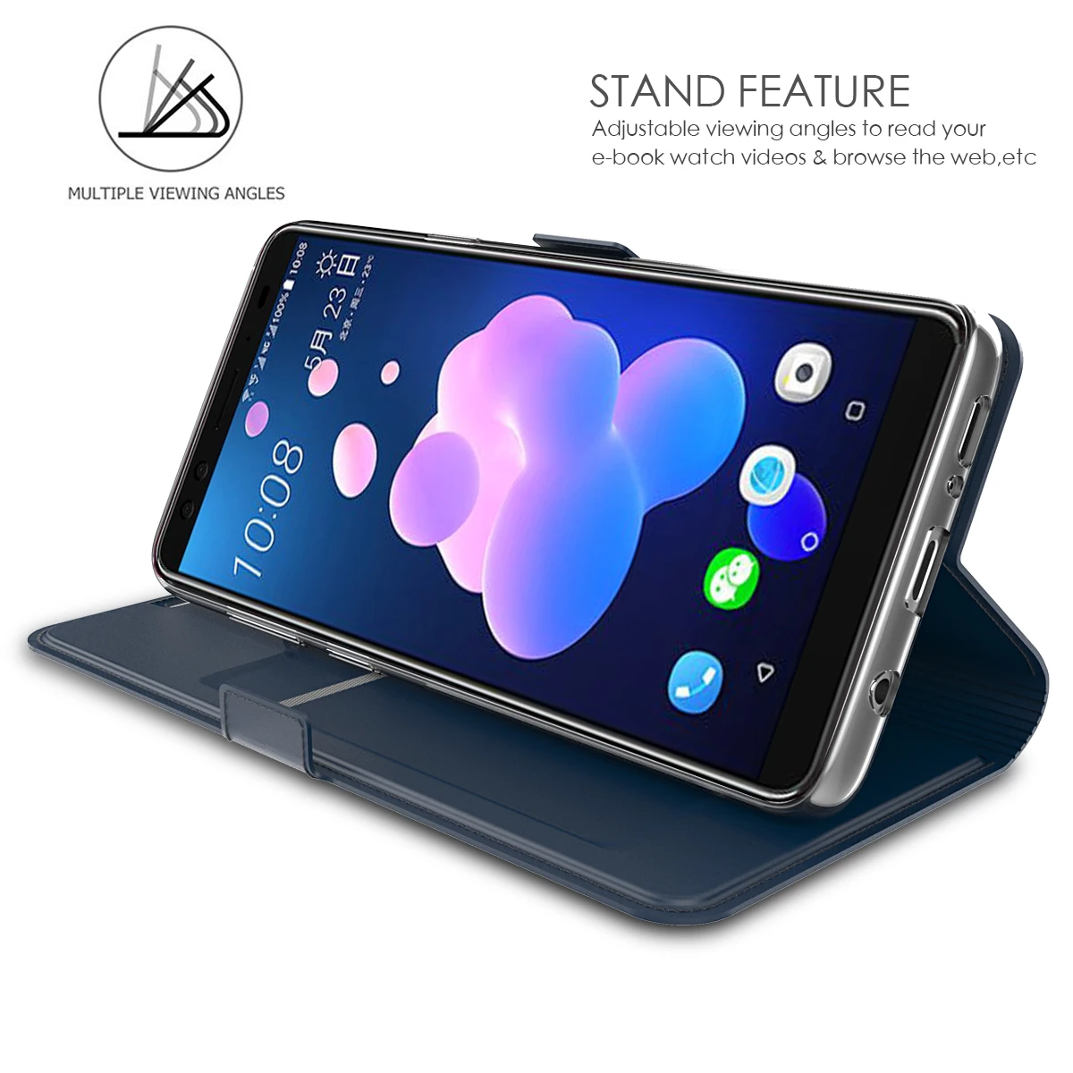 Чехол для HTC U12 Plus из искусственной кожи с откидной крышкой и подставкой чехол