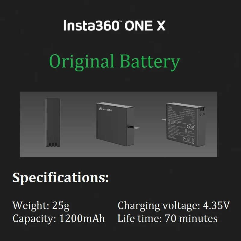 100% Оригинальный Insta360 ONE X аккумулятор 1200 мАч LiPo Быстрая зарядка батареи |