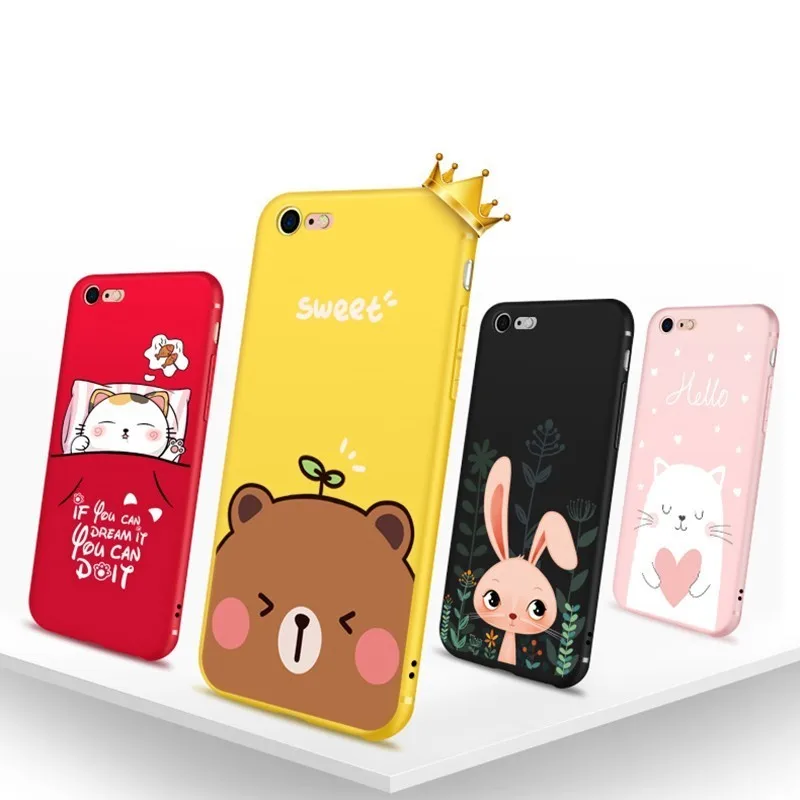 Original 3D Relief Case For iPhone 7 Silicon Phone Ultra Slim Bumper 6 6s 8 Plus XS Max XR Cover Cute |