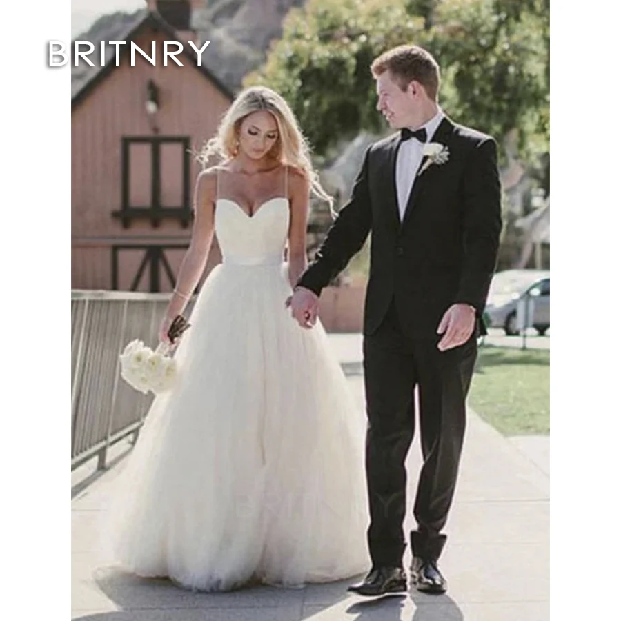 

BRITNRY 2020 Sexy Ball Gown Tulle Lace Wedding Dresses Free Shipping Simple Bohemian Bridal Gowns Vestido de noiva