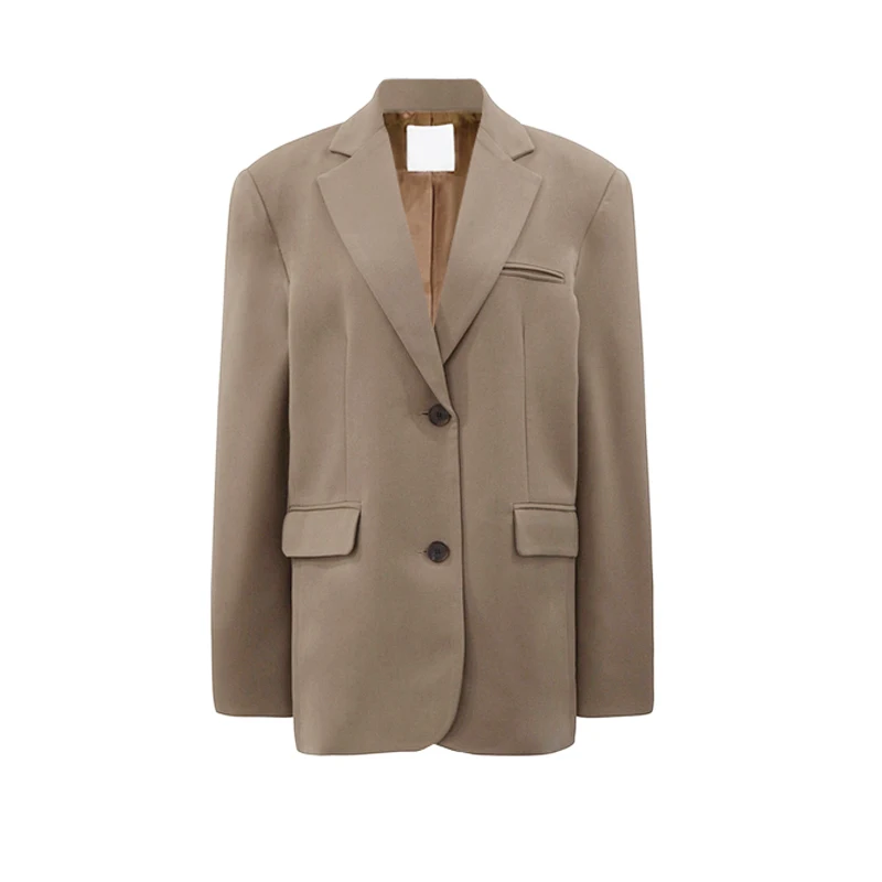 Women Blazer Single Breasted Regular Length Solid Notched Pockets Full Sleeve Korean England Style | Женская одежда