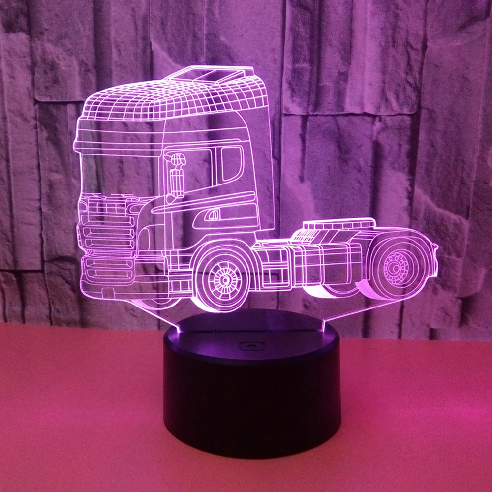 3D сенсорный ночник в виде грузовика иллюзия USB цветная менясветодиодный лампа