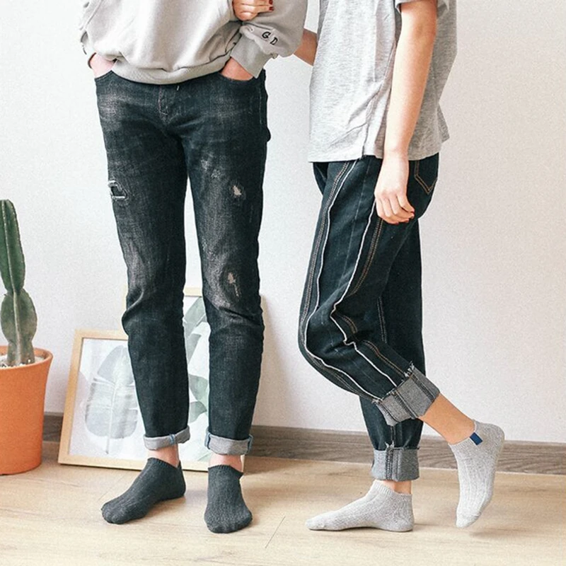 Harajuku Couple Cotton No Show Socks Men Women Knitted Warm Soft Short Preppy Style Solid Color Low Cut Ankle Unisex | Женская одежда