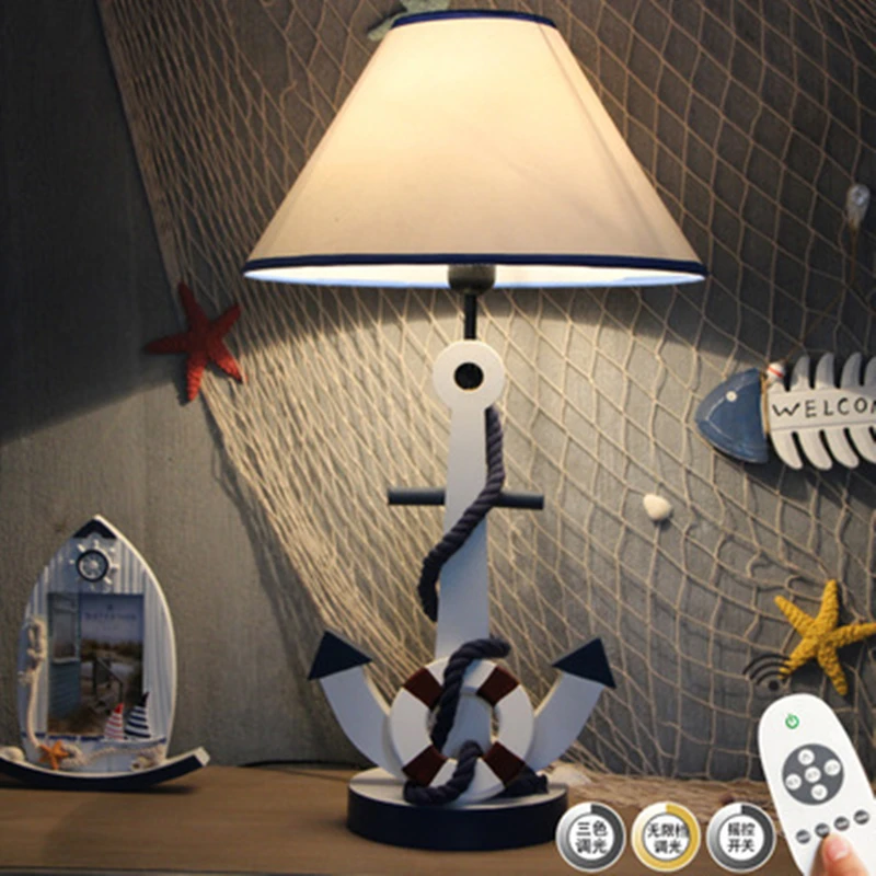 

Средиземноморский якорь детской комнаты читать светодиодный настольная лампа украшения E27 древесина теплая светильник для спальни кабине...