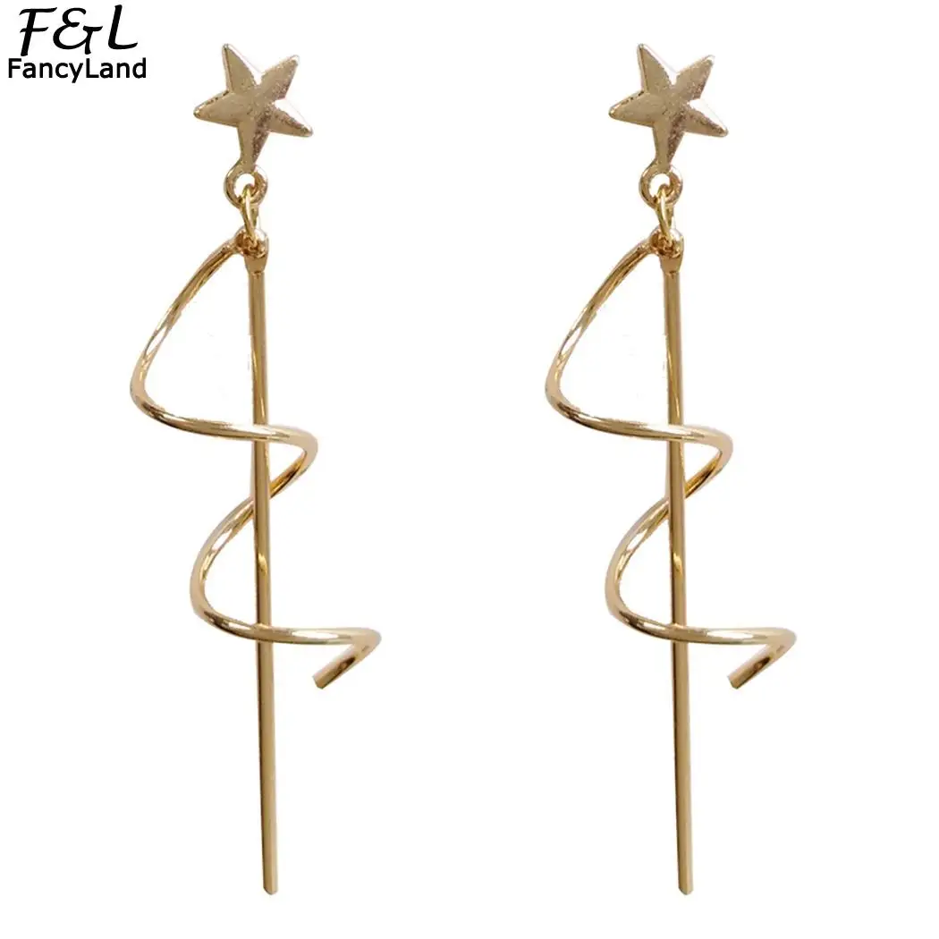Shape Pair Spiral Tassel Charm Jewelry Earrings Gift New Wedding Trendy of Dating Casual Party Fashion Women | Украшения и