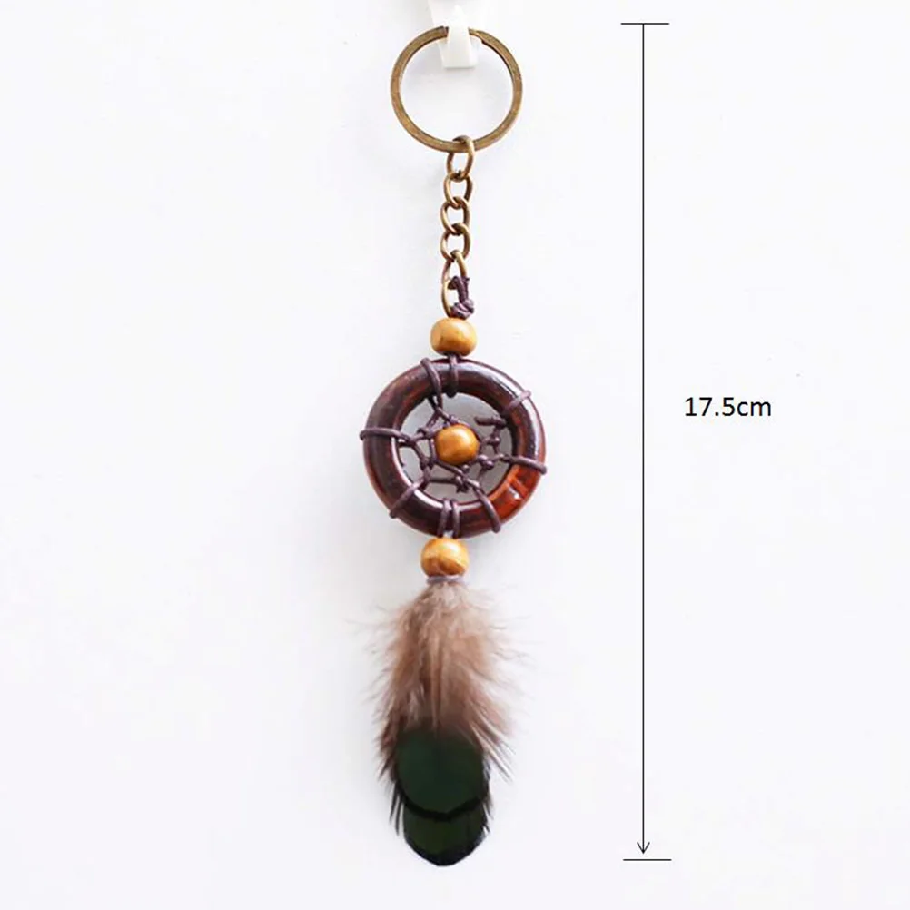 1 шт Dream Catcher бисером брелок для ключей с перьями круглый Ловец снов чистая заднего