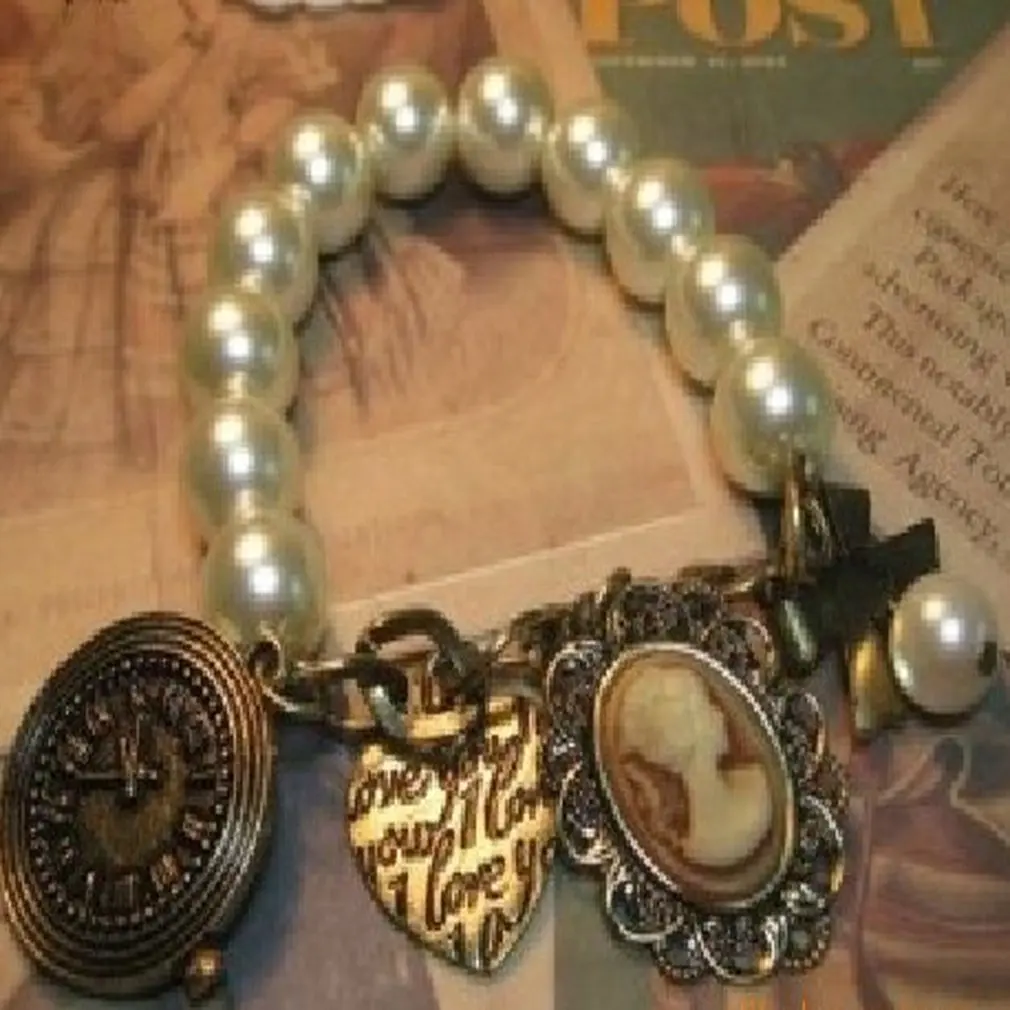 Jewelry wholesale sweet retro multi-element queen avatar bracelet texture pearl Elastic Bracelet Fashion | Украшения и аксессуары