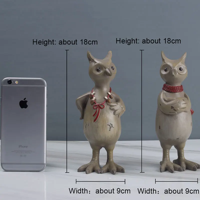 Northyle vintage resin owl couple figurine home decoration animal art craft miniaturas christmas gift | Дом и сад