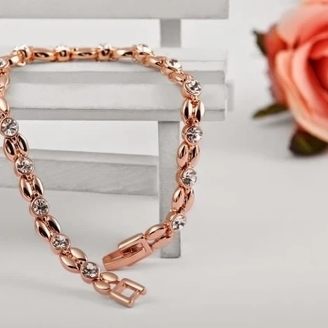 Womens Rose Gold-colored Plated Cubic Zirconia Bracelets |