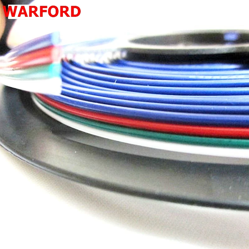 5 м/10 м/20 м/рулон 4 Pin Расширение RGB + черный провод кабель для ws2801/5050/3528/lpd8806/apa102 smd