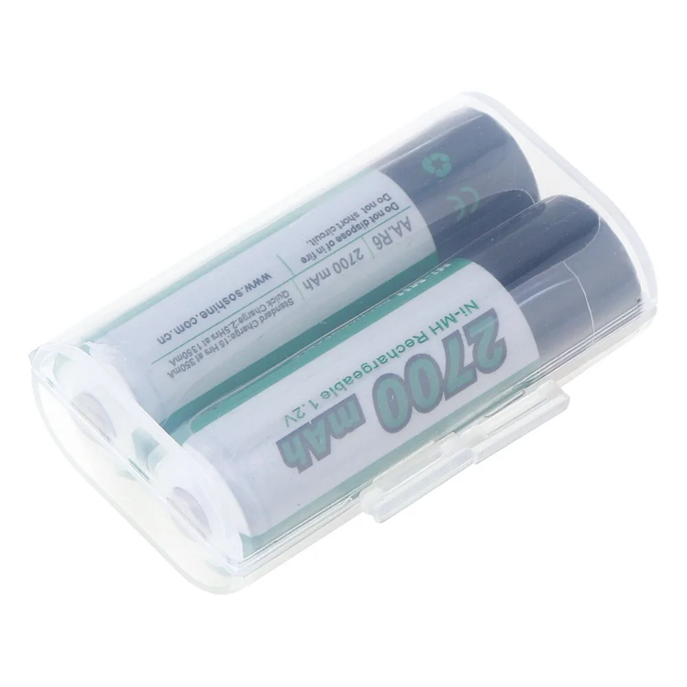 4 шт Soshine 1 2 v 2700mah AA Ni-MH защищенная аккумуляторная батарея + батарейный блок |