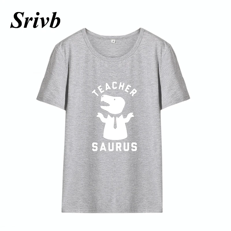Женская футболка с коротким рукавом Srivb Teacher Saurus Harajuku Kawaii черно-белая рисунком из