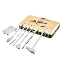 8 pcsset stainless steel eating crab tools lobster crab cracker tool kit seafood tools set kitchen spooner small hammer gadget