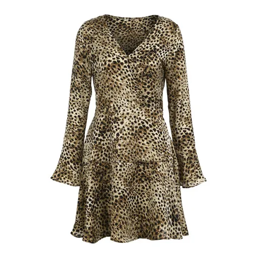 2019 женское модное мини платье с длинным рукавом в богемном стиле принт змеиной