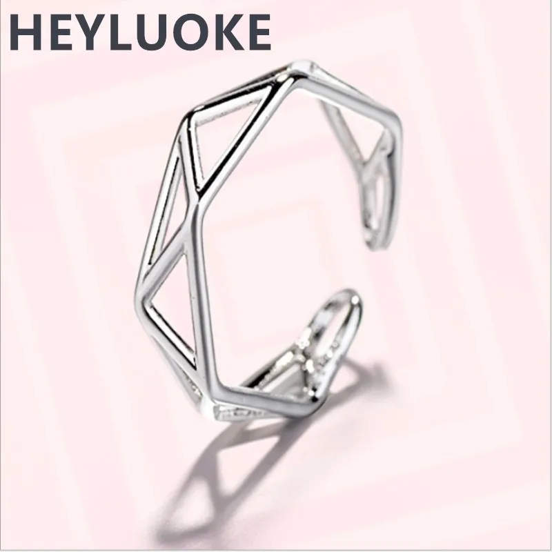 Женское открытое геометрическое кольцо HEYLUOKE 100%|Кольца| |