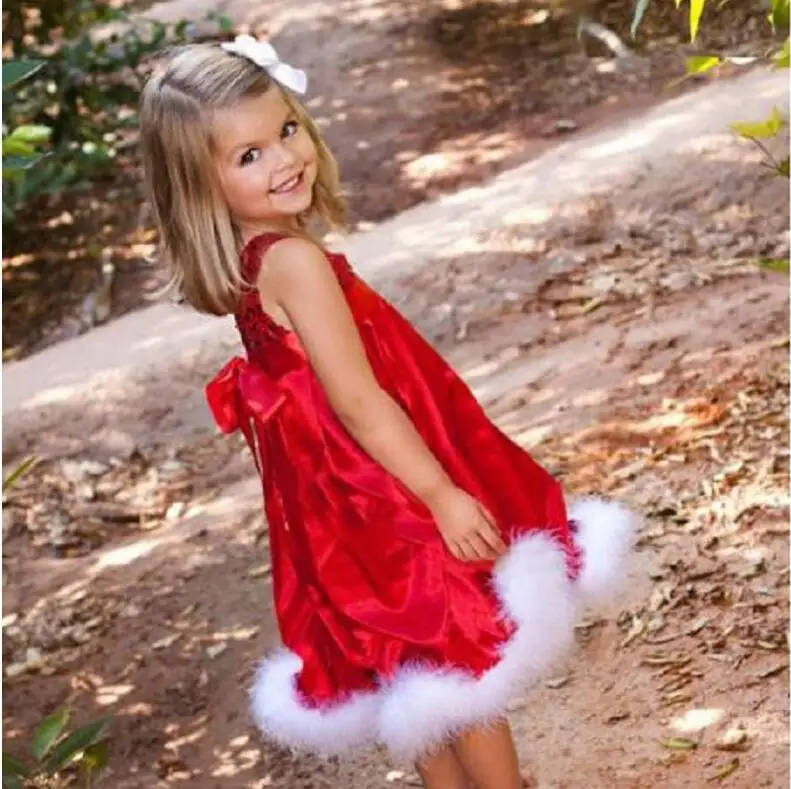 Girls Christmas Dress The Red Girl Costume USA Winter Fancy Princess Santa Suit For New Year Child | Детская одежда и обувь
