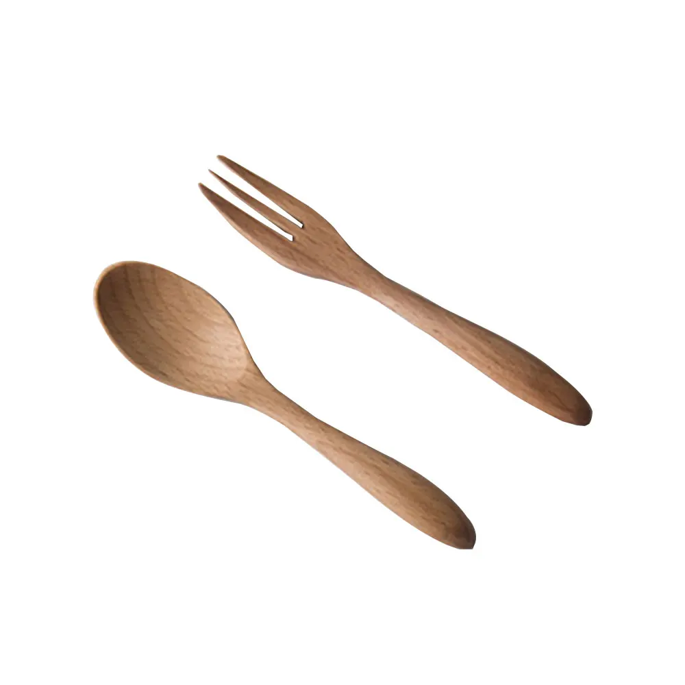 Western Tableware Wood Fork Spoon Dessert Set Retro Vintage Style Fruit Serving Children Food Scoop Supply Japanese-style | Дом и сад