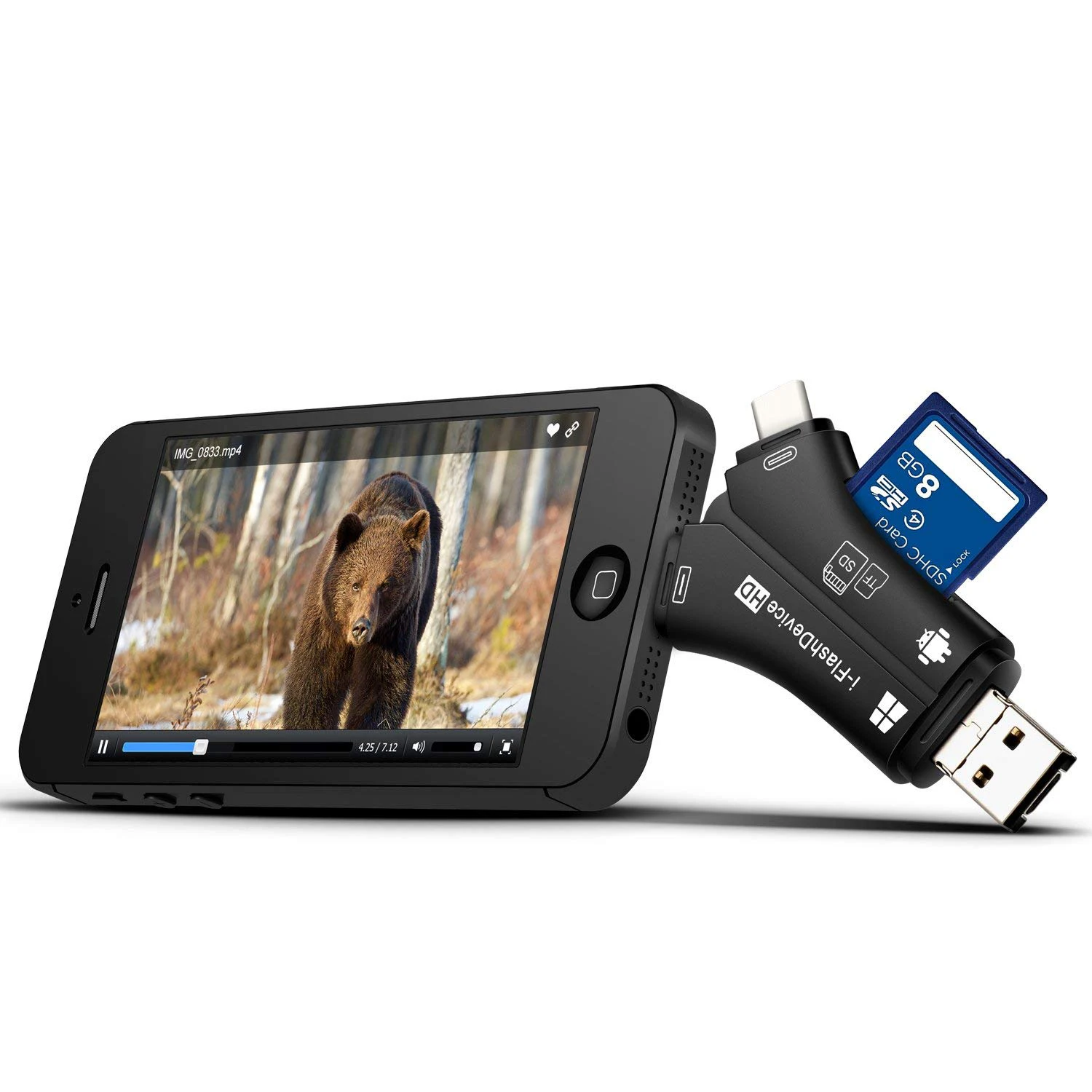 Rail Camera Viewer для iPhone iPad Mac и Android SD Micro кард ридер просмотра фотографий видео с любой
