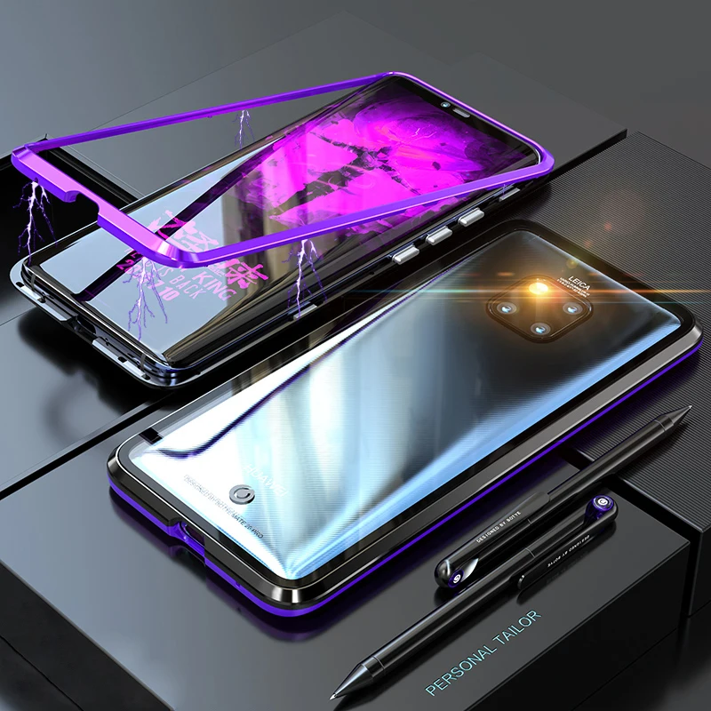 Чехол для Huawei Mate 20 Pro роскошный магнитный металлический бампер с задней