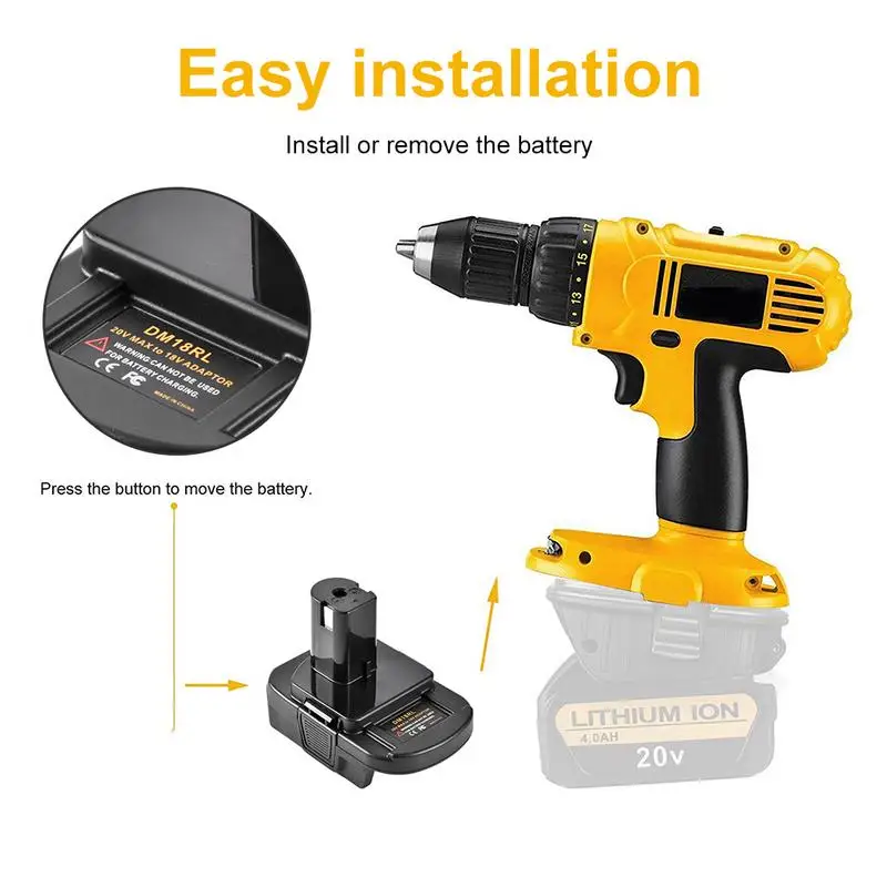 AABB-Dm18Rl литиевый Аккумуляторный преобразователь адаптер для Milwaukee Ryobi 20В/18В P108 Abp1801