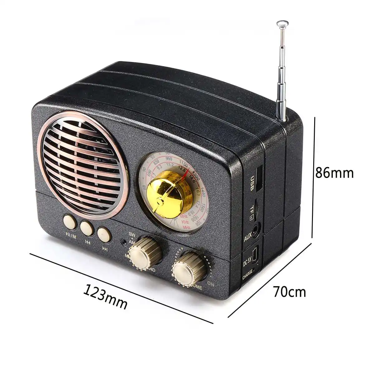 Портативный ретро-радиоприемник карманный приемник AM FM SW + bluetooth-динамик AUX USB TF MP3