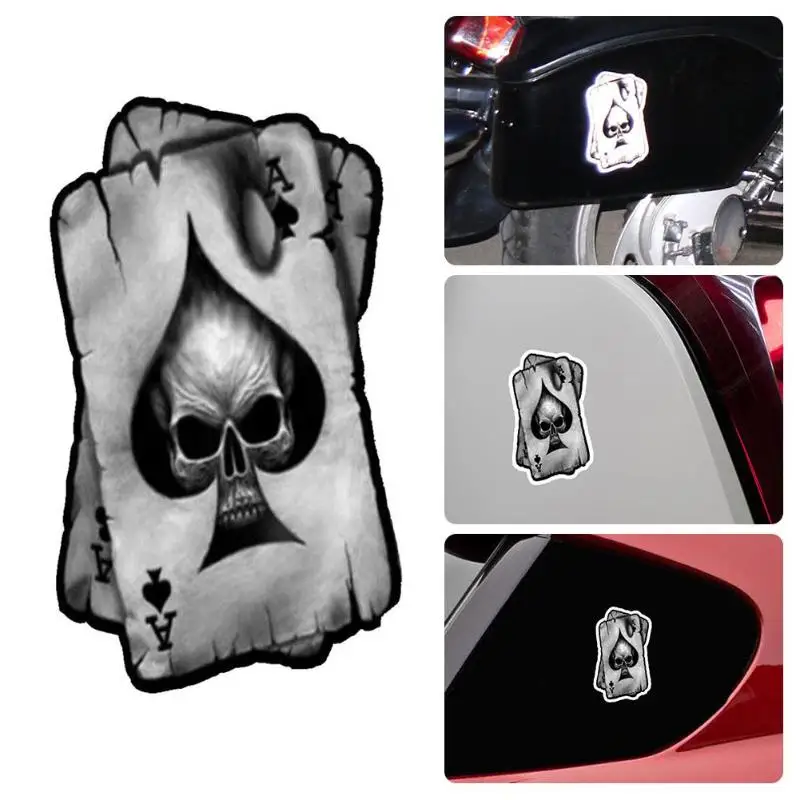 Клейкая наклейка VODOOL 13*7 7 см Ace Skull Spades светоотражающий автомобильный корпус