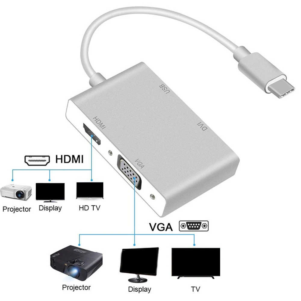 Адаптер конвертер USB 3 0 хорошего качества для интерфейса (Type C) в HDMI DVI 4K VGA|Адаптеры