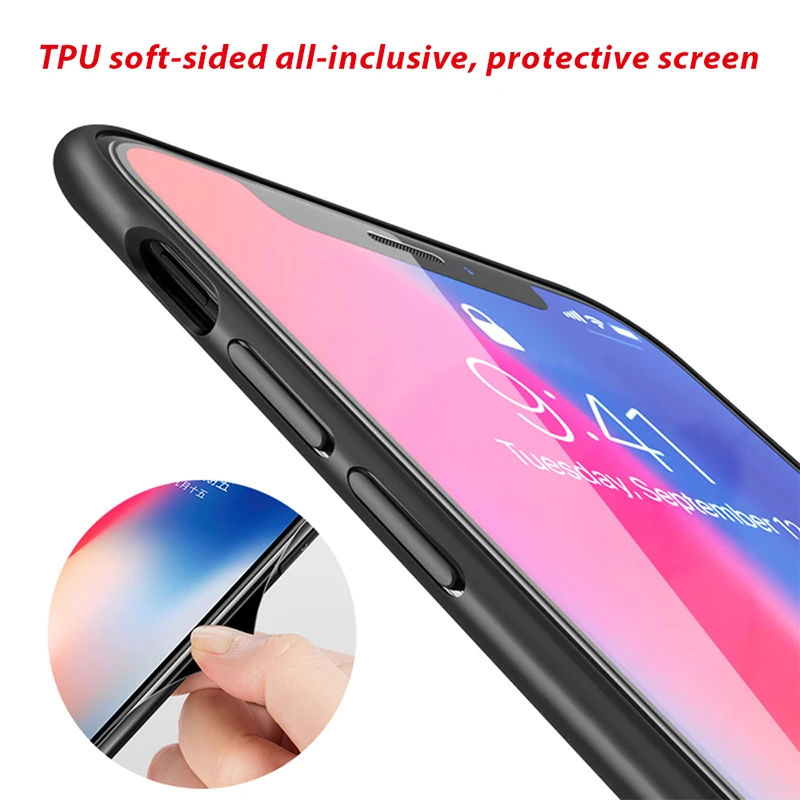 Чехол из закаленного стекла с сердечками для iPhone X XS Max XR милый защитный чехол