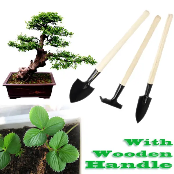 3pcs Mini Garden Plant Tool Set With Wooden Handle Gardening Shovel Rake Tools Kits Dropshipping | Инструменты