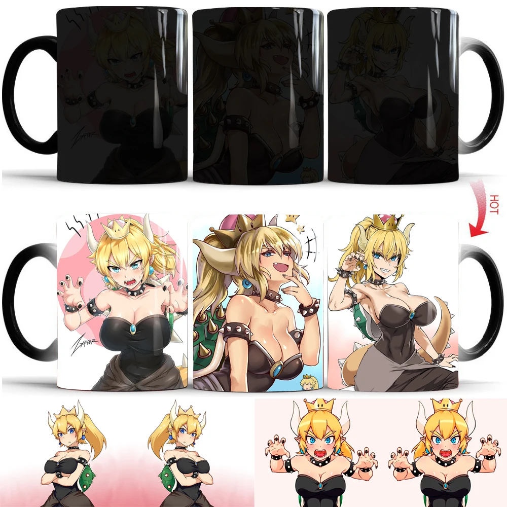 

Bowsette Magic Coffee Mug Tea Cup Cold Hot Heat Sensitive Mug Heat Transforming Heat Changing Color Cups Gifts