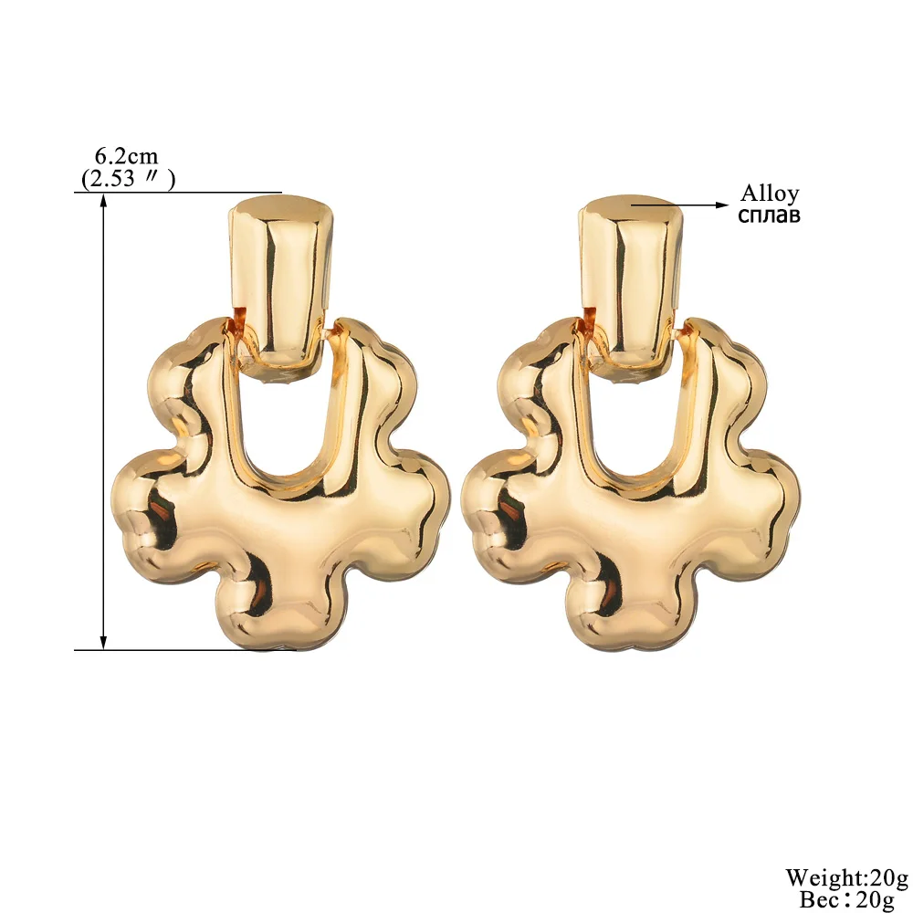 Женские серьги-капли GEREIT золотистые крупные металлические серьги с цветком 2019 |