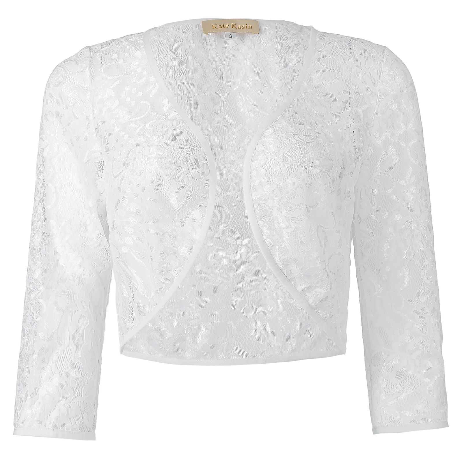 Women's Three Quarter Sleeve Cropped Short Open Exquisite floral lace Coat | Женская одежда