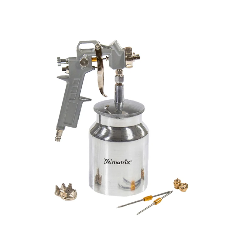 Spray Gun MATRIX 57316 with a lower tank of 1.0 l nozzles diameter 1.2 1.5 and 1.8 mm | Инструменты