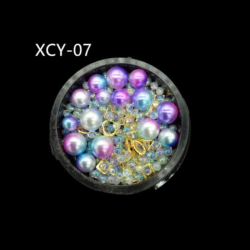 13 цветов яркий 3D вогнутое дно круглый жемчуг акрил дизайн ногтей Стразы