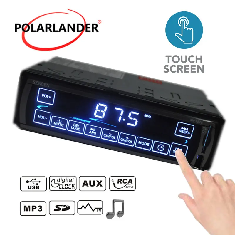 MP3/WMA/WAV плеер Автомобильный стерео радио LCD 3078 FM/SD/USB/MMC MP3 1 DIN 12V сенсорный экран Aux in