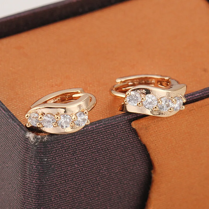 Fashion Womens Ladies Girl Plated Clear Crystal Zircon Ear Hoop Earring Section Dangle Earrings For Anniversary Day Jewelry | Украшения и