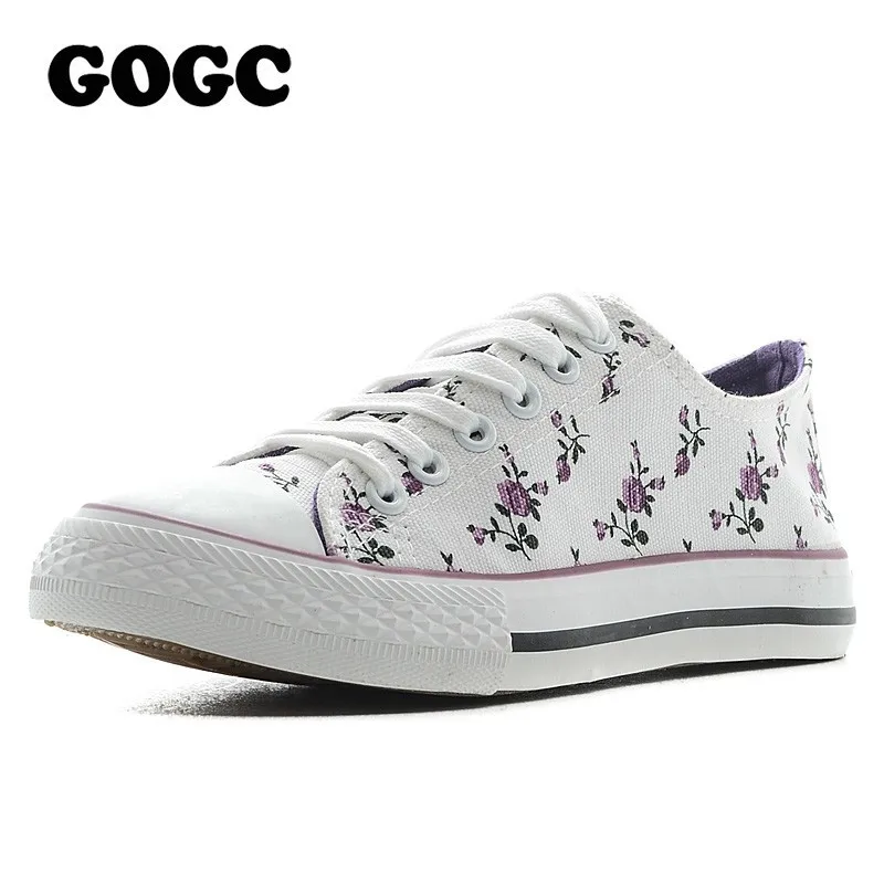 GOGC Цветка женская Обувь 2018 Новый Цветочные Холст Женщин на Лето Дышащий Прогулки