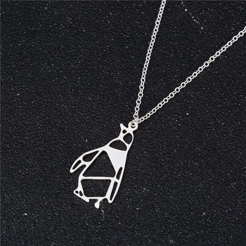 Fashion Origami Penguin Necklace Women Trendy Geometric Animal Charm Accessories Lovers Gifts | Украшения и аксессуары