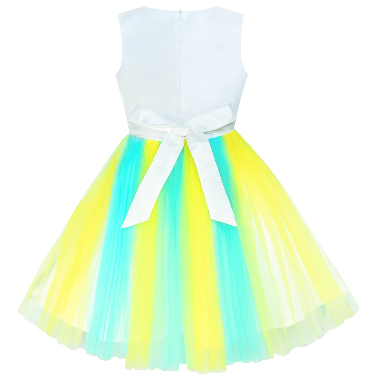 Sunny Fashion платья для девочек Цветовая контрастность Розовый Радуга единорог