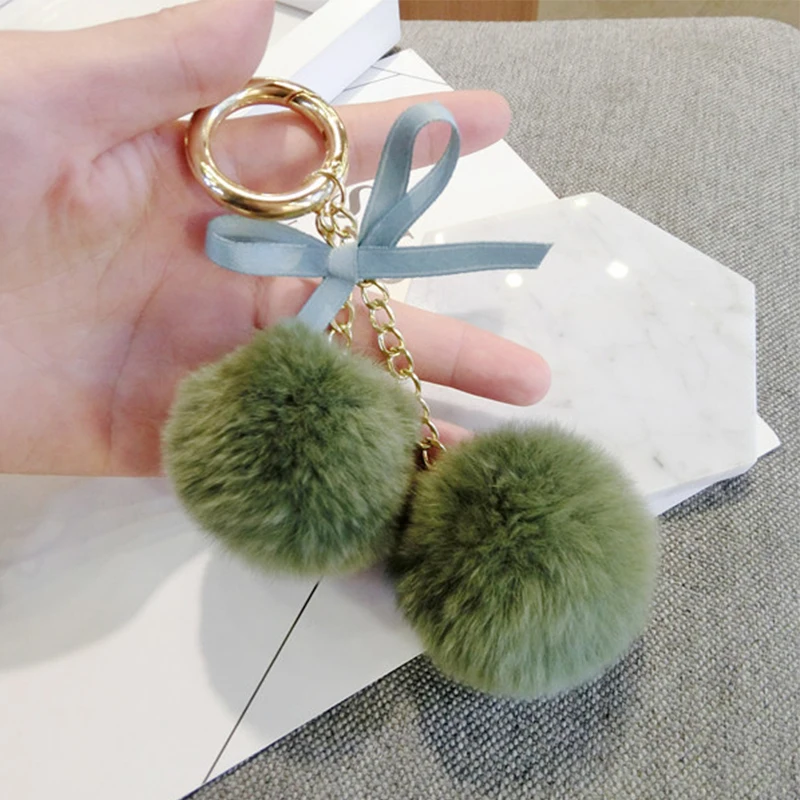Double rabbit hair ball fashion bow bag pendant key chain car | Автомобили и мотоциклы