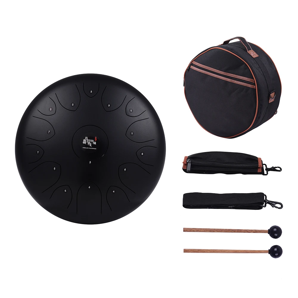 

Professional 14 Inch Tongue Drum 15-Tone Steel Tongue Drum Hand Pan Drum C Key Percussion Instrument with Drum Mallets Carry Bag