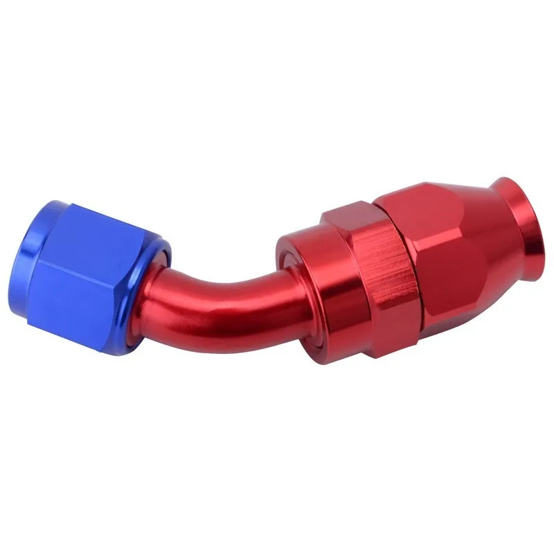SPEEDWOW AN8 Fitting Adapter Aluminum 45 Degree Oil / Fuel /Swivel Reusable Hoes End Fit Hose Red With Blue | Автомобили и